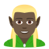 🧝🏿‍♂️ man elf: dark skin tone display on JoyPixels